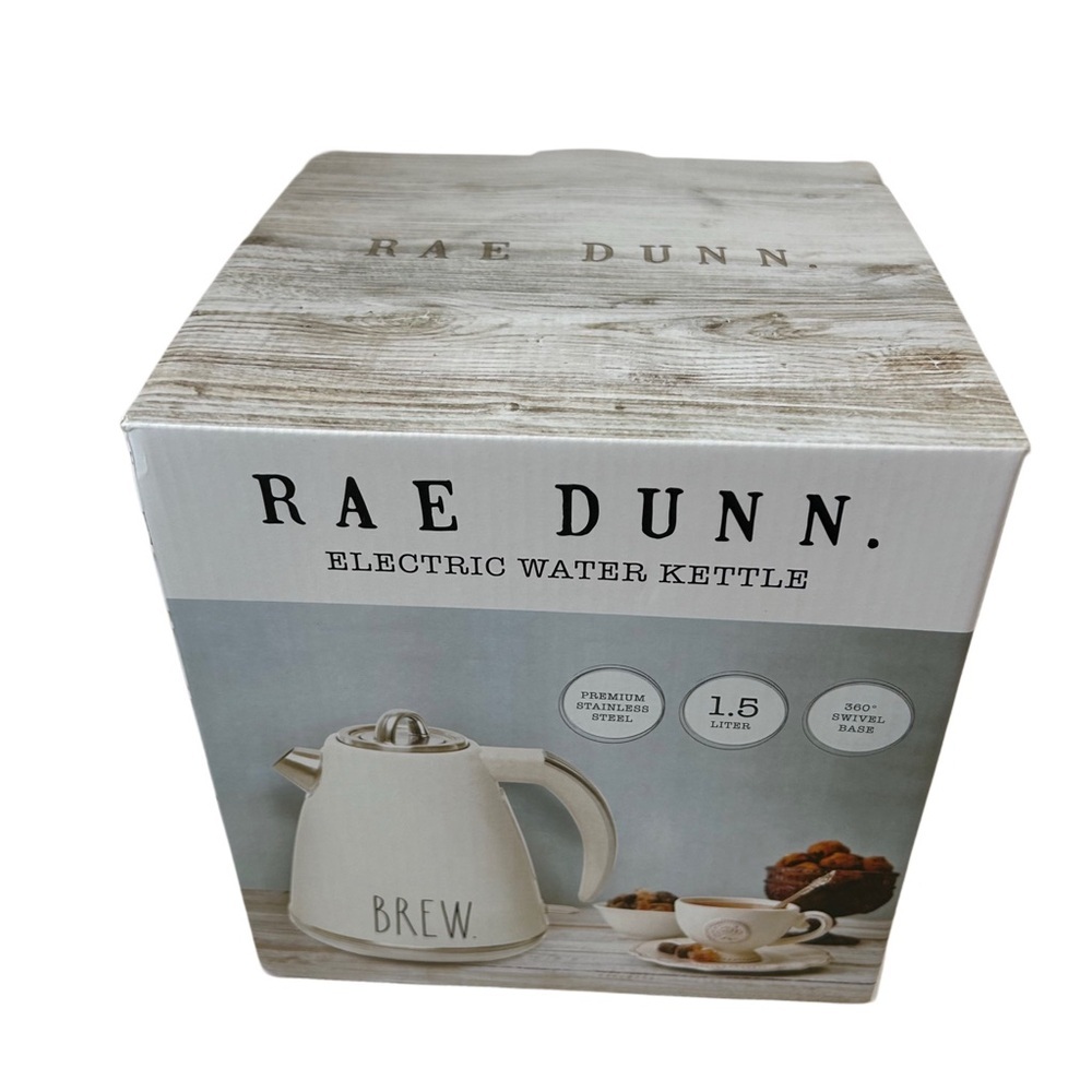 Rae Dunn "BREW" Electric Water Kettle - 1.5L - White/Stainless NWT - Picture 2 of 5